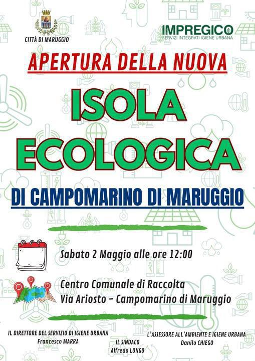 Apertura ufficiale della nuova isola ecologica di Campomarino (dalle ore 12.00)