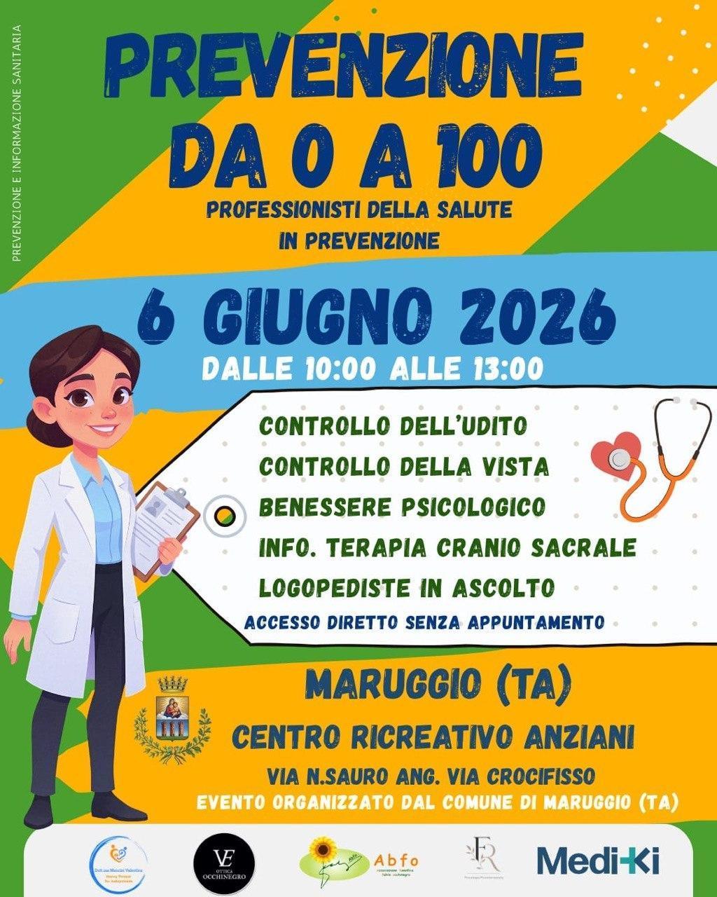 Prevenzione da 0 a 100 - Professionisti della salute insieme per il tuo benessere! (dalle ore 10.00 alle ore 13.00)