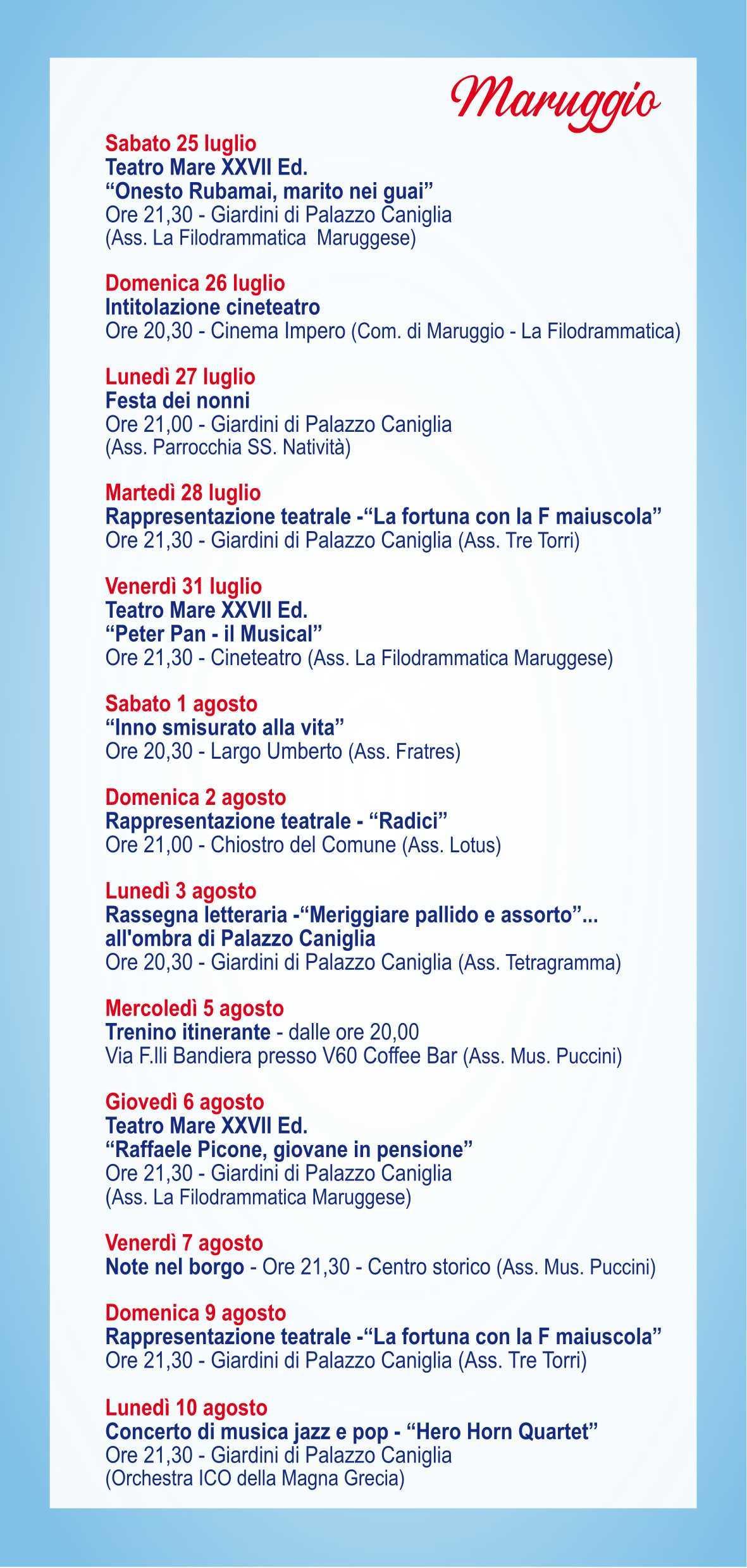Intitolazione del Cineteatro Comunale di Maruggio al nostro concittadino Giovanni Magliola (inizio ore 20:00)