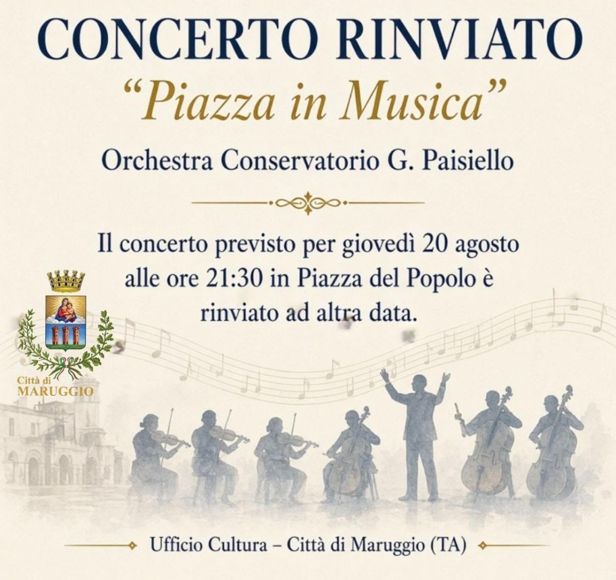 Concerto “Piazza in Musica” Rinviato