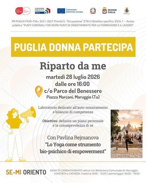 Punti Cardinali For Work - Puglia Donna Partecipa - Riparto da me (dalle ore 16:00)
