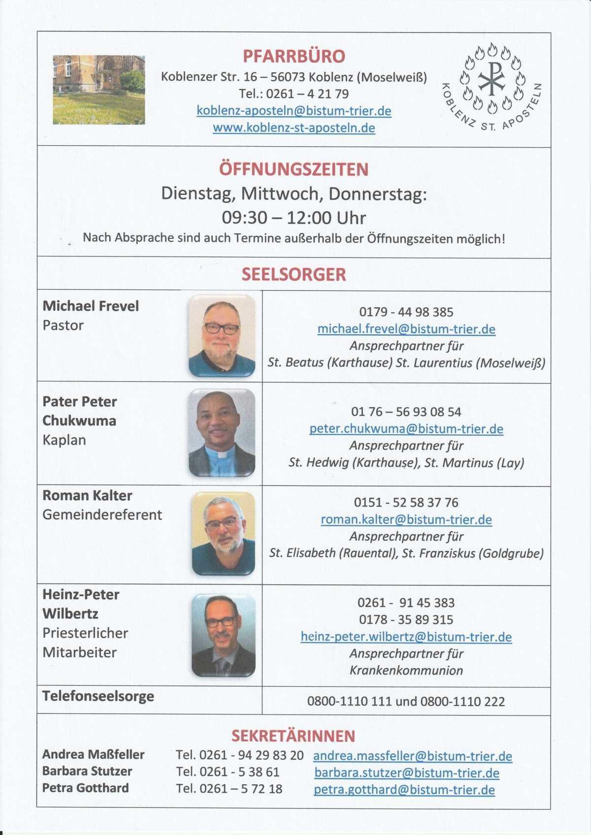 Übersicht über die Seelsorger in St. Aposteln