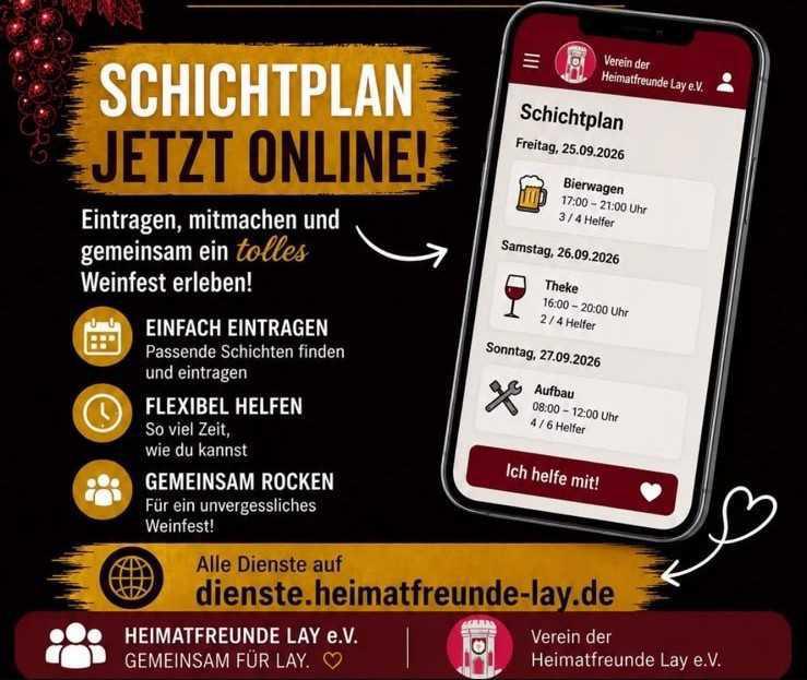 Heimatfreunde suchen Personal für das Weinfest 2026
