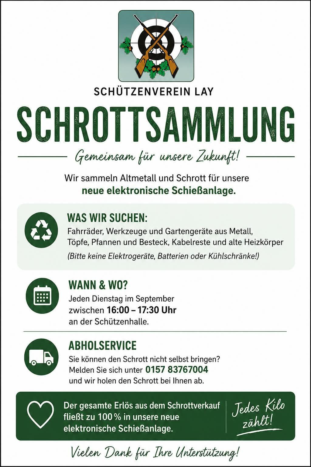 Schrottsammlung für neue elektronische Schießanlage