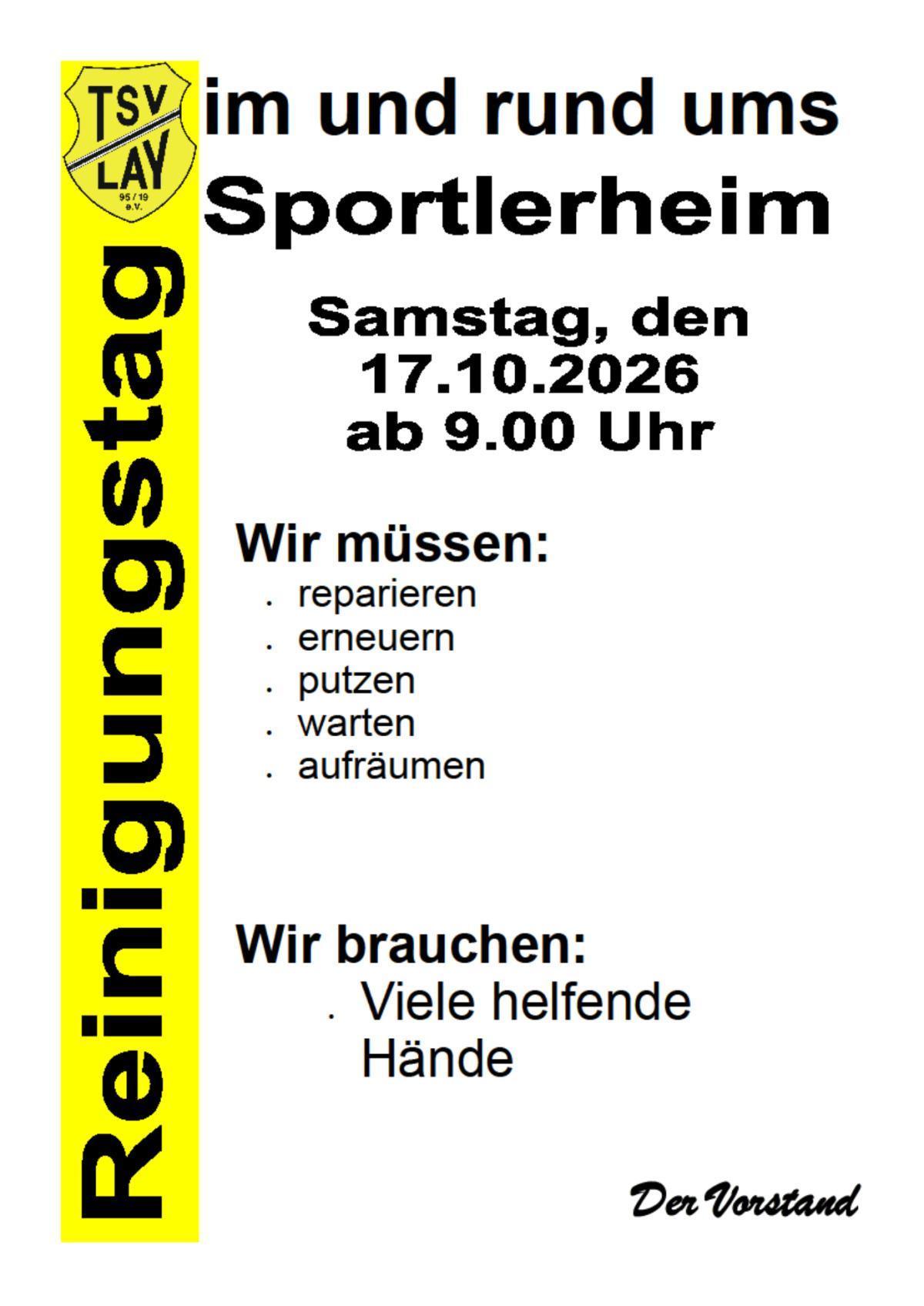 TSV-Reinigungstag am 17.10.