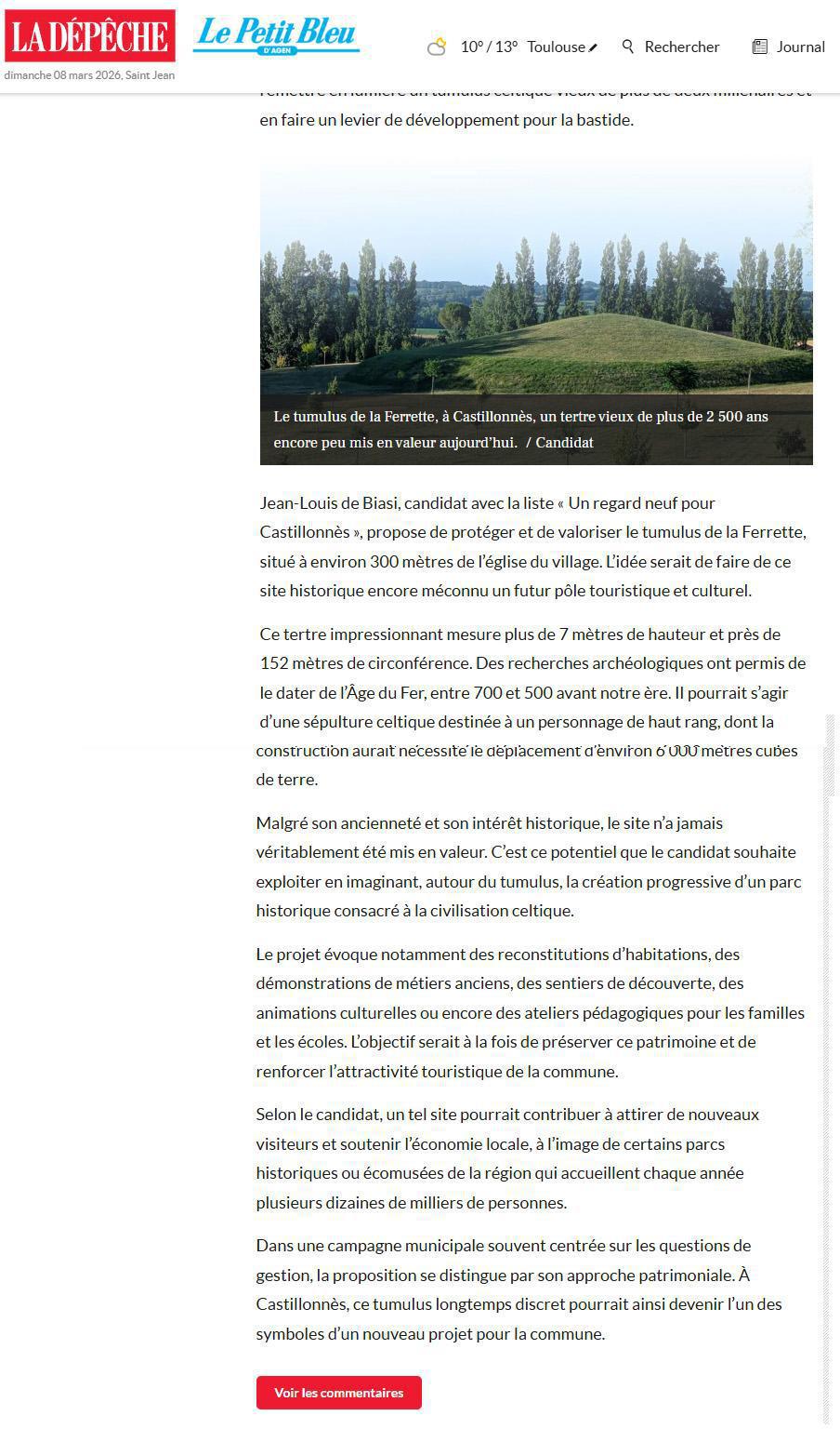Aujourd'hui dans la Dépêche et le Petit Bleu