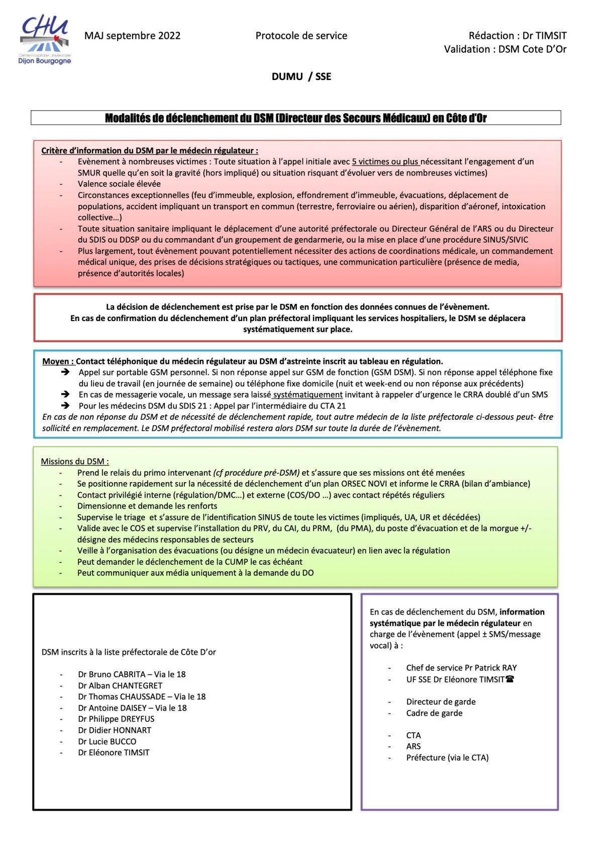 Declenchement DSM Cote d'Or