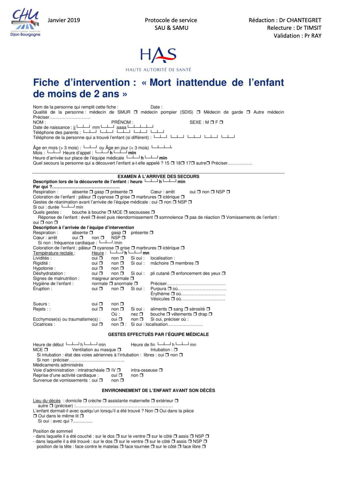 Mort inattendue du nourrisson
