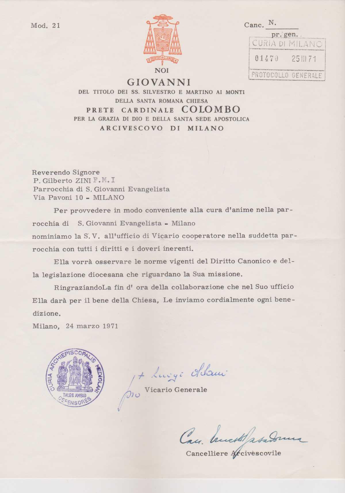 In Memoria di Padre Gilberto Zini 1944-2025