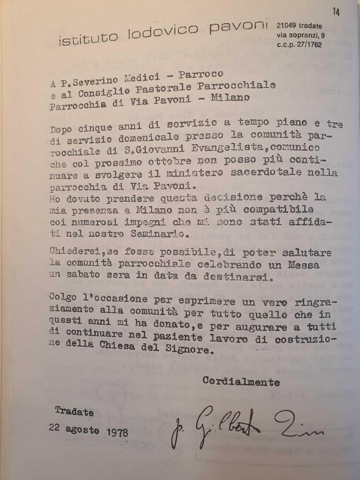 In Memoria di Padre Gilberto Zini 1944-2025 In Memoria di Padre Gilberto Zini 1944-2025