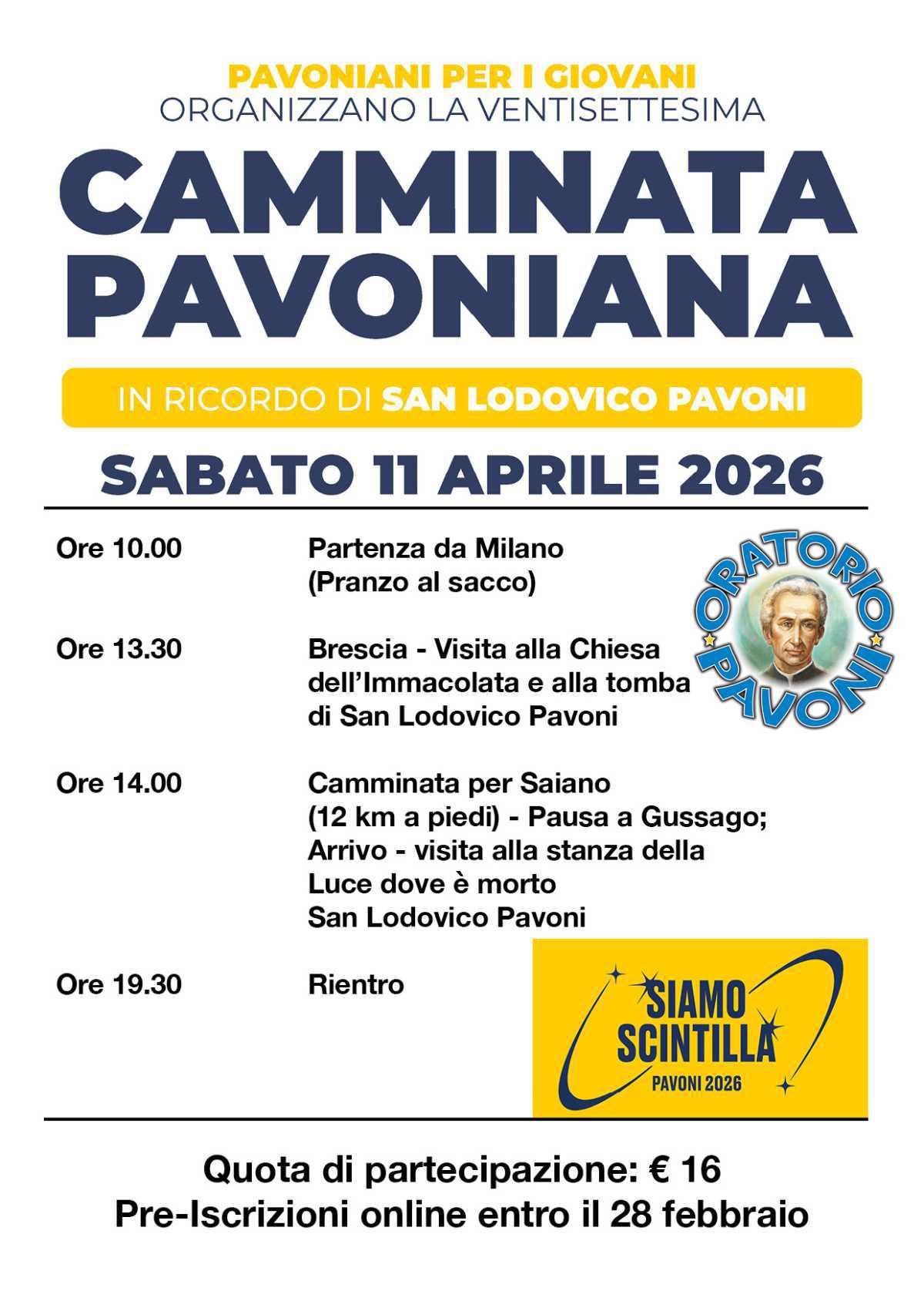 Camminata Pavoniana 2026: Pre-Iscrizioni