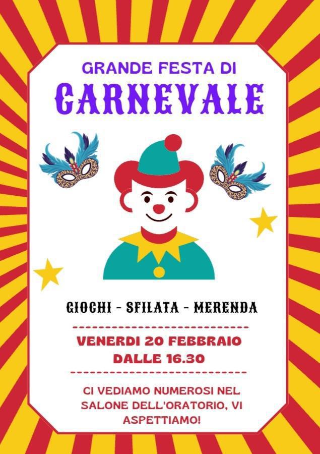 Festa di Carnevale: Venerdì 20 Febbraio 