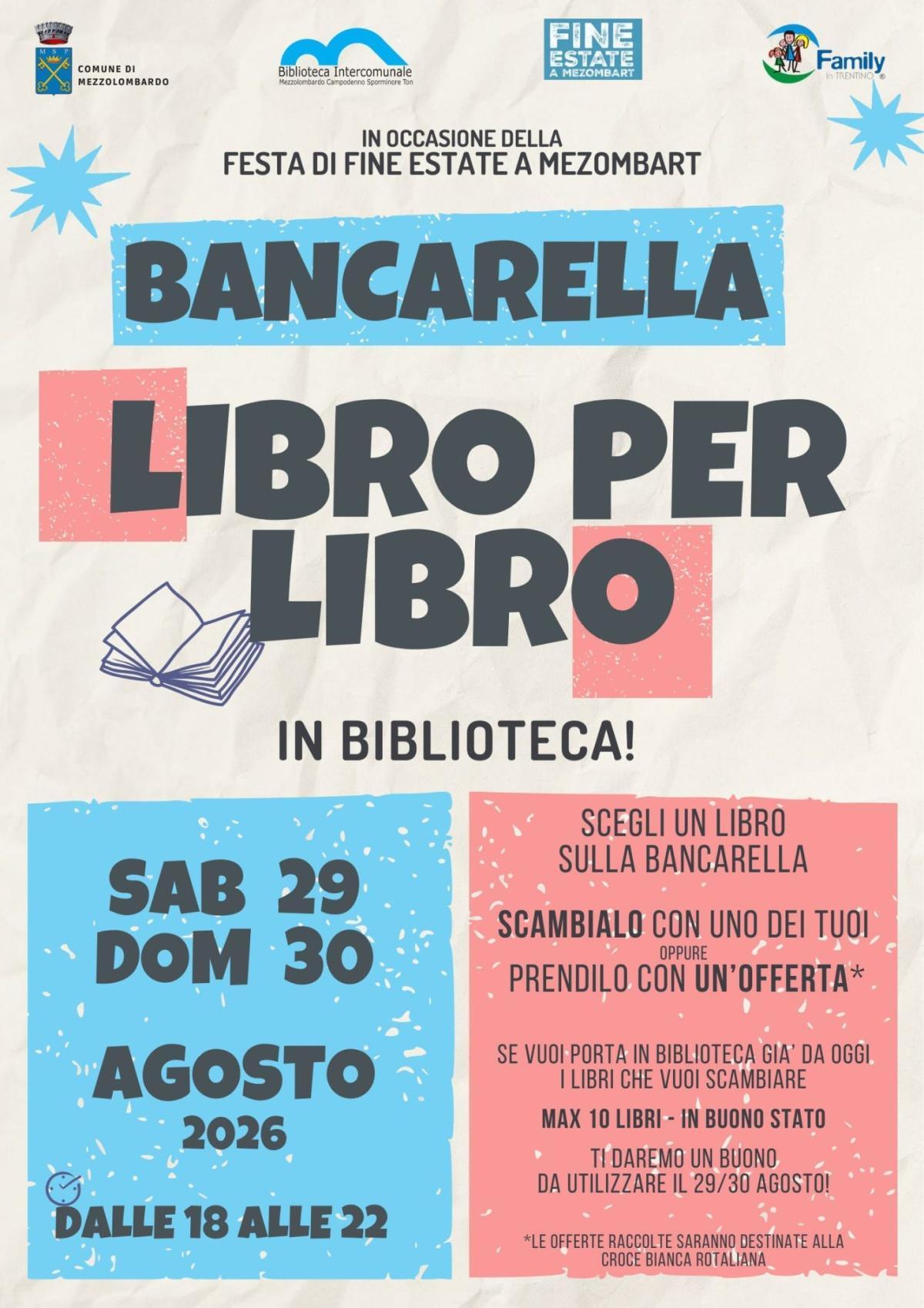 Bancarella Libro per Libro (dalle ore 18.00 alle ore 22.00)