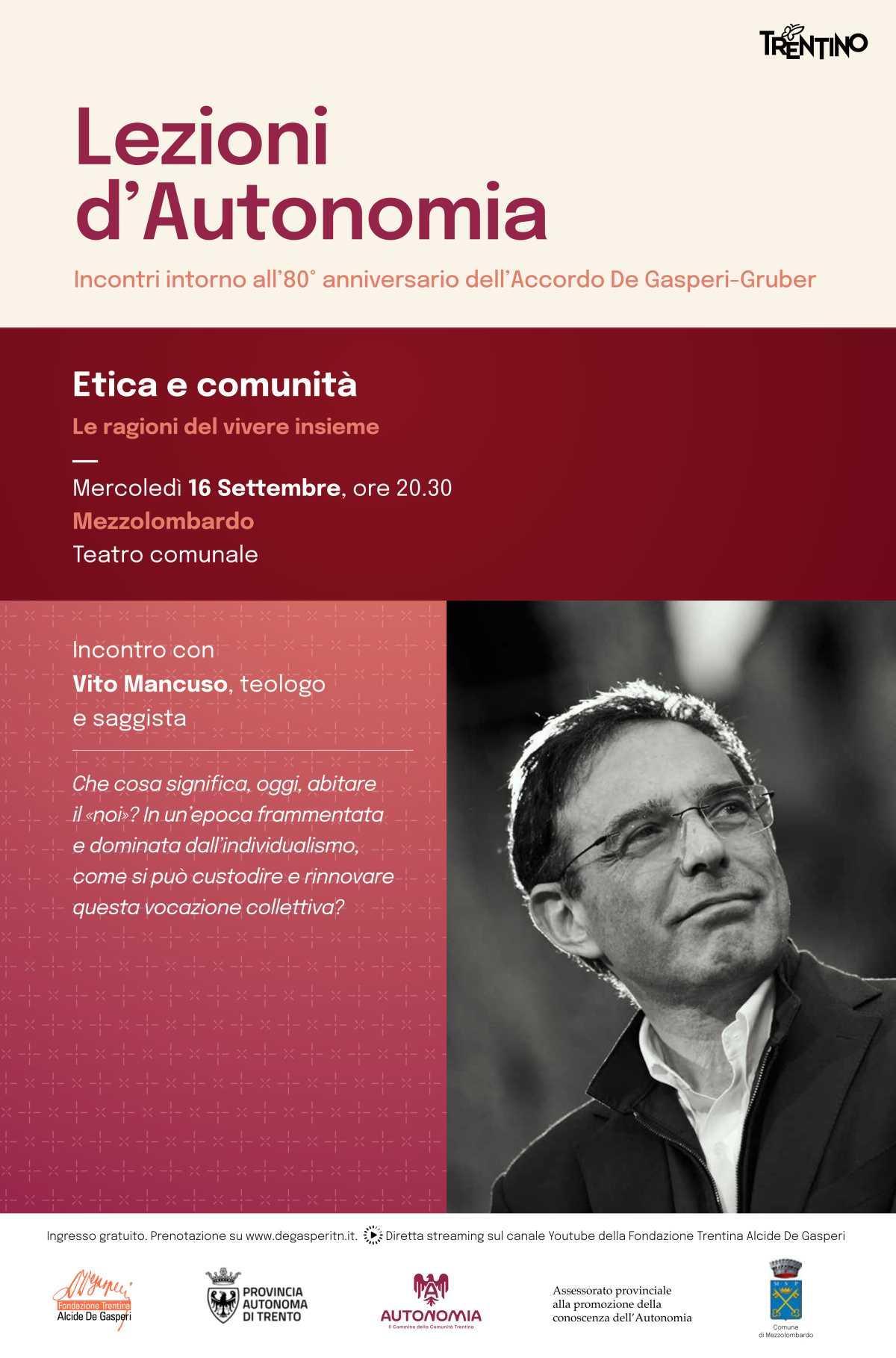 Lezioni d'Autonomia - Incontri intorno all'80° anniversario dell'Accordo De Gasperi-Gruber (inizio ore 20:30)