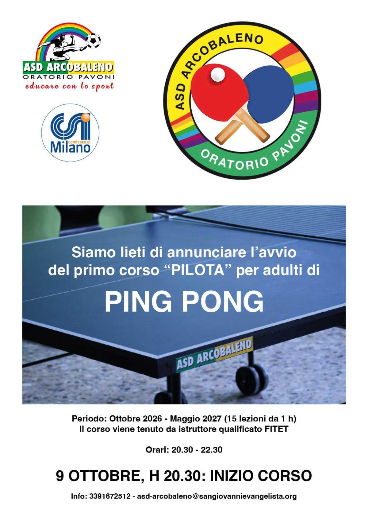 Corso Pilota Ping-Pong per adulti