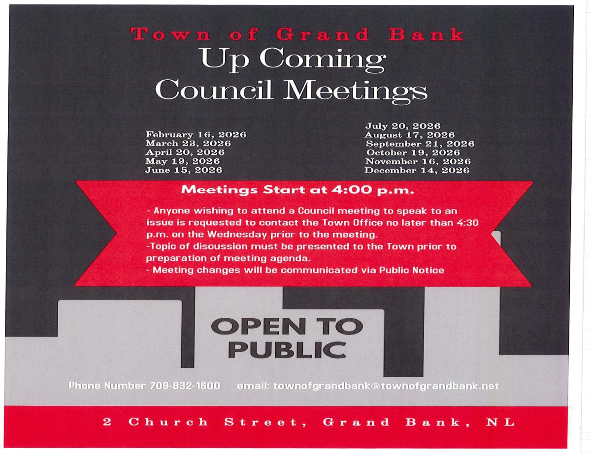 Up Coming Council Meetings 2026