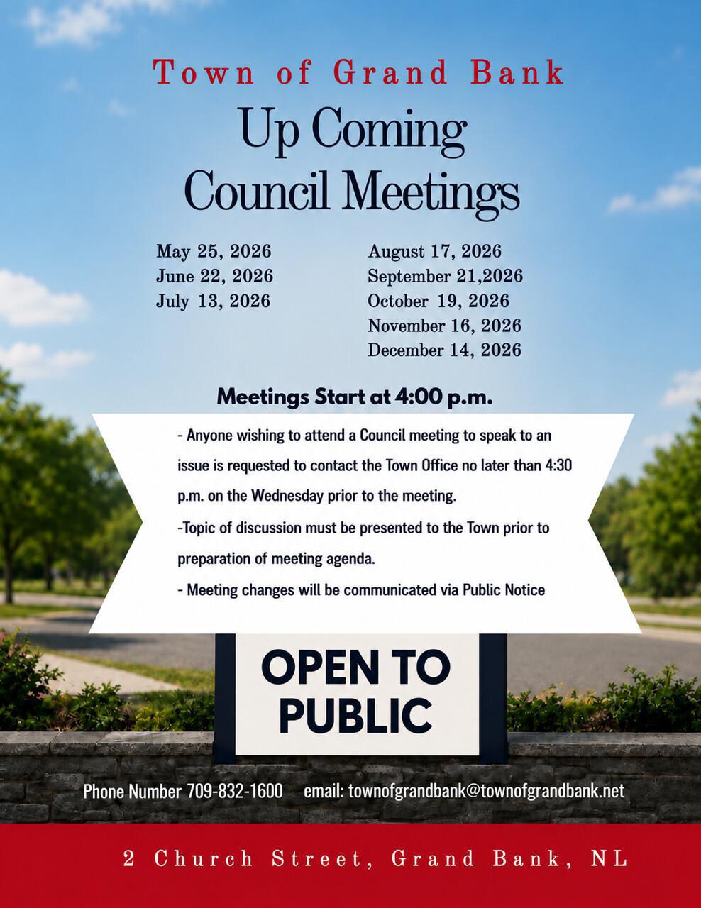 Upcoming Council Meetings