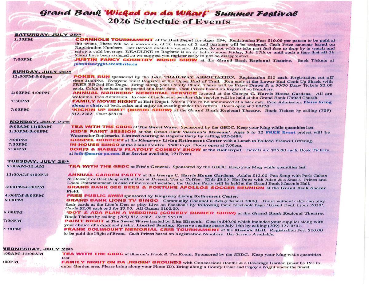 Grand Bank "Wicked on da Wharf" Summer Festival 2026