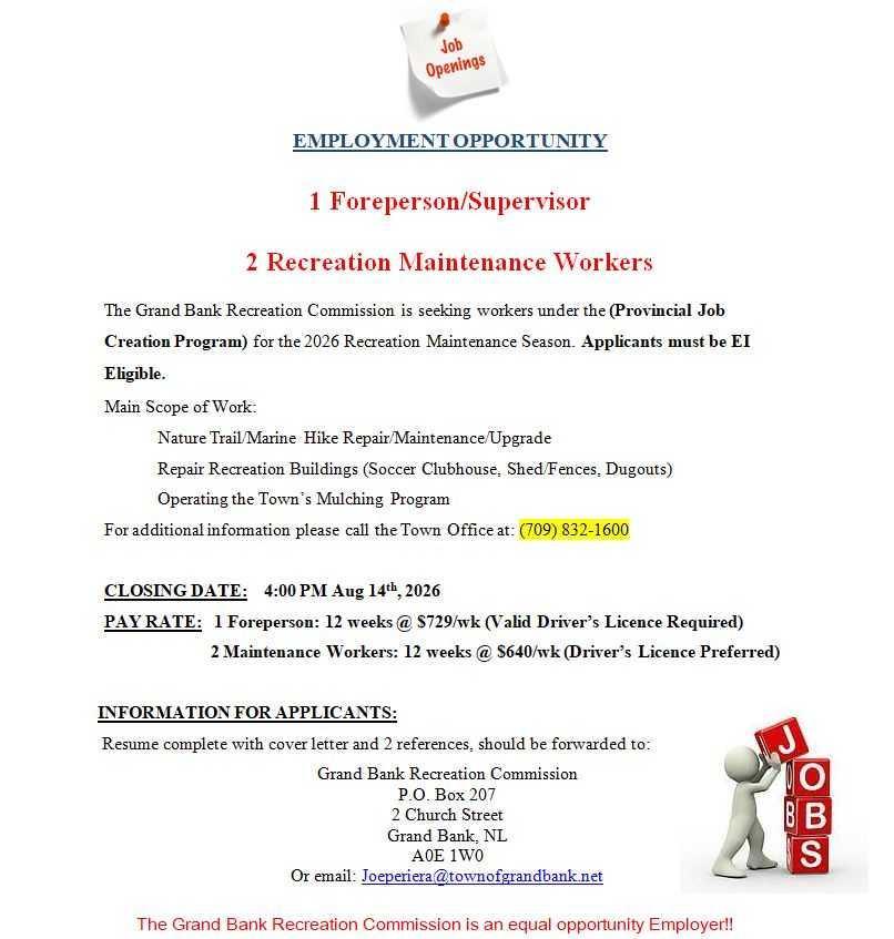Employment Opportunity - JCP Town of Grand Bank