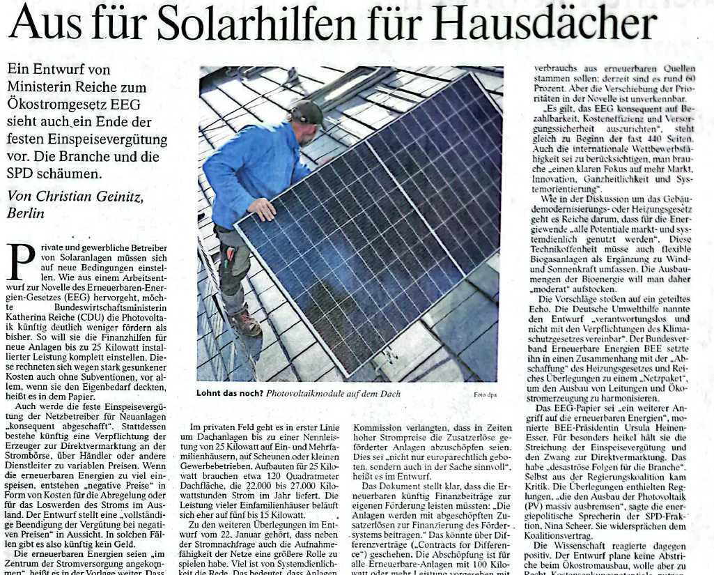 Solarförderung fällt weg!