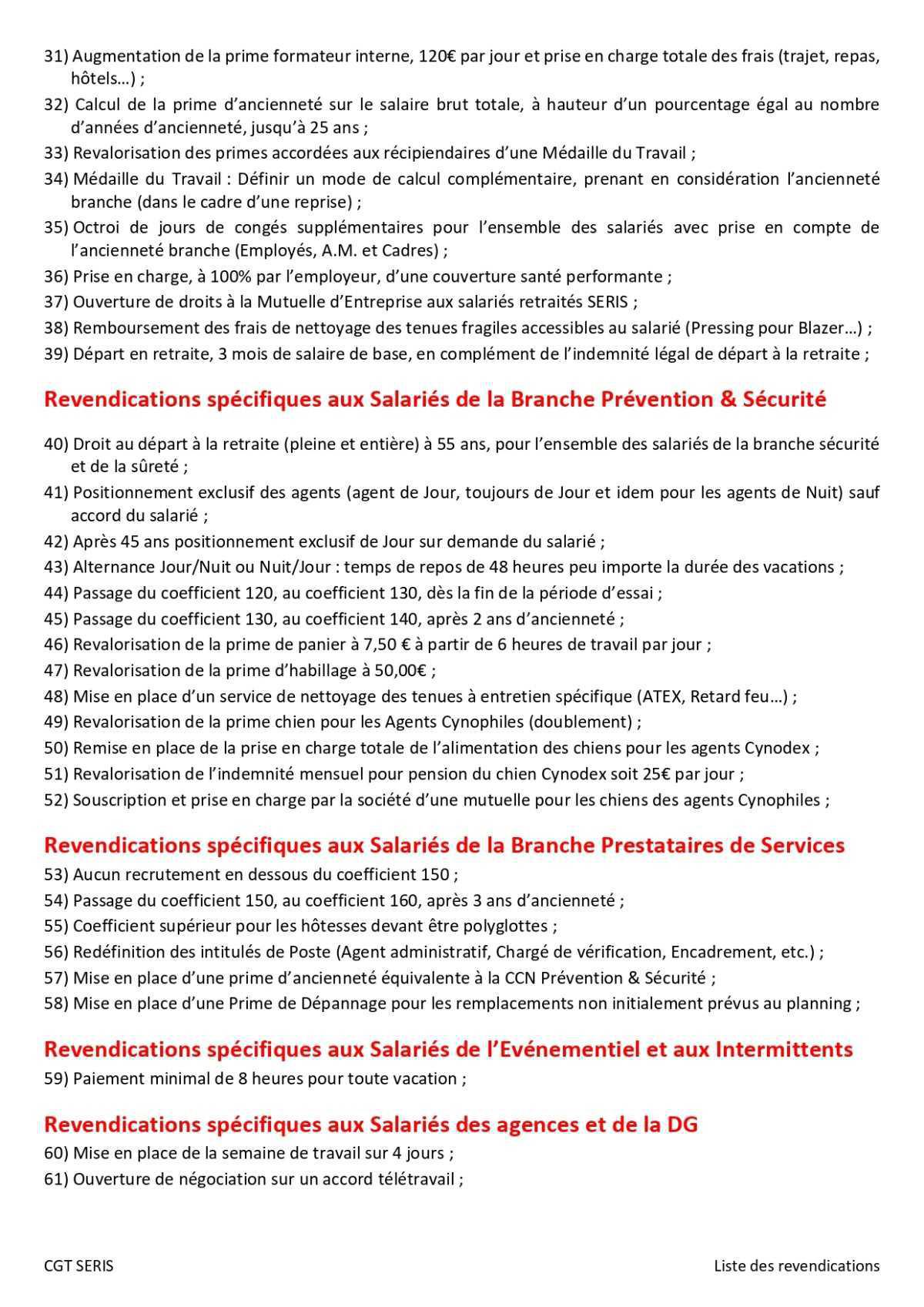 Les revendications que nous portons 