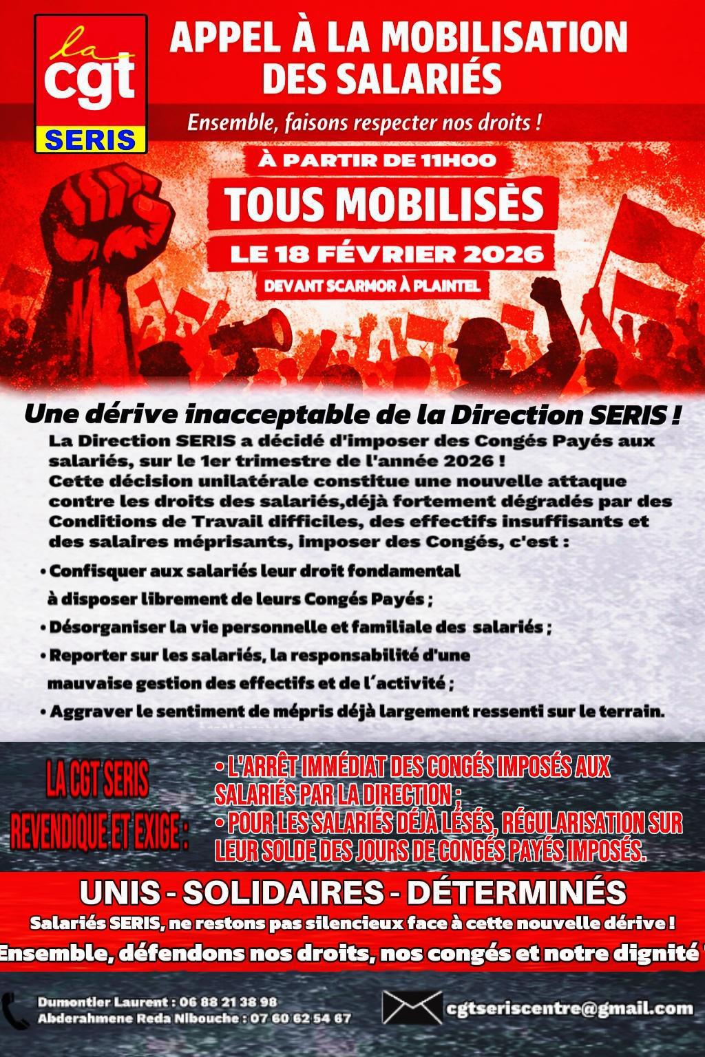 Pour nos congés payés ! Mobilisation du 18 février 2026