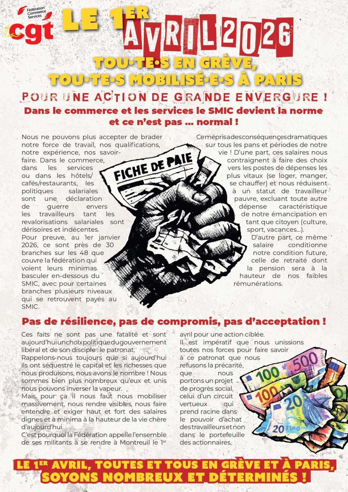 Pour nos salaires, tous en grève le 1er avril ! Pour nos salaires, tous en grève le 1er avril !