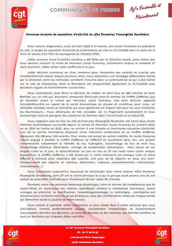 Dumarey continue de détruire des emplois 