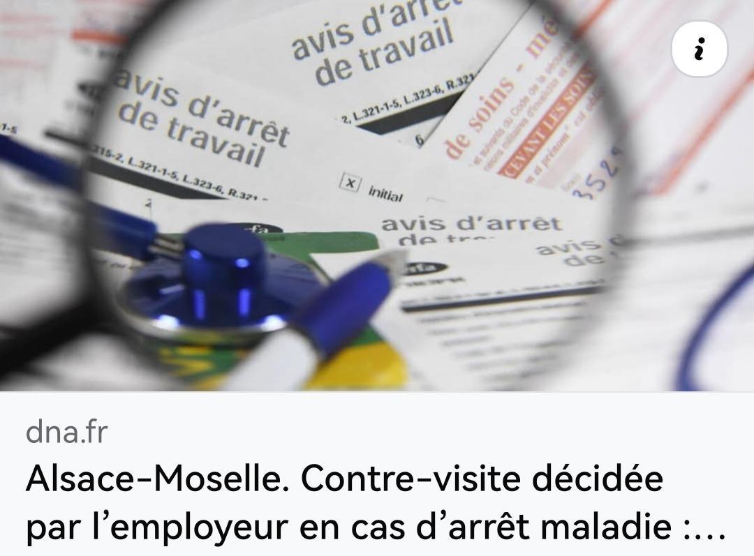 Contre-visite décidée par l’employeur en cas d’arrêt maladie : le droit local s'aligne sur le régime général