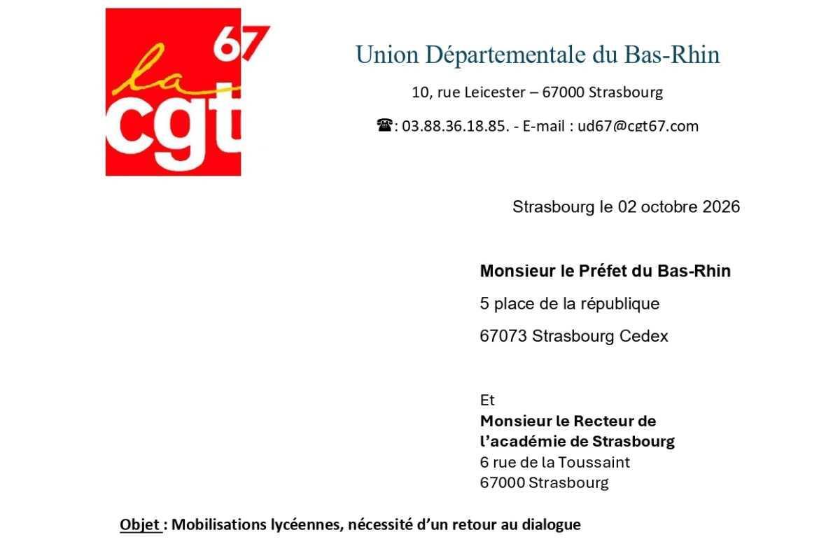 Lettre au préfet et au recteur Lettre au préfet et au recteur