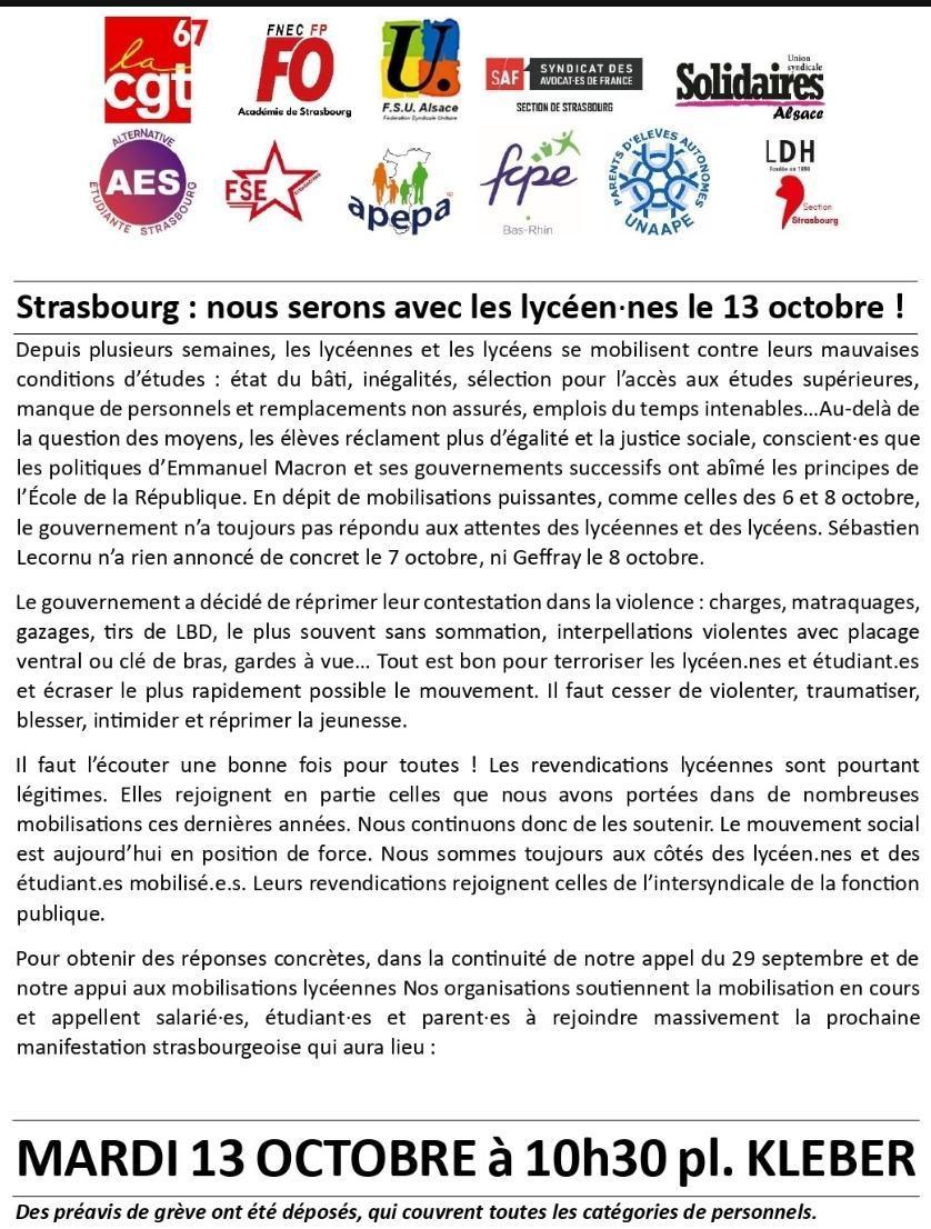 Avec les lycéen.nes & les étudiant.es mardi 13 octobre