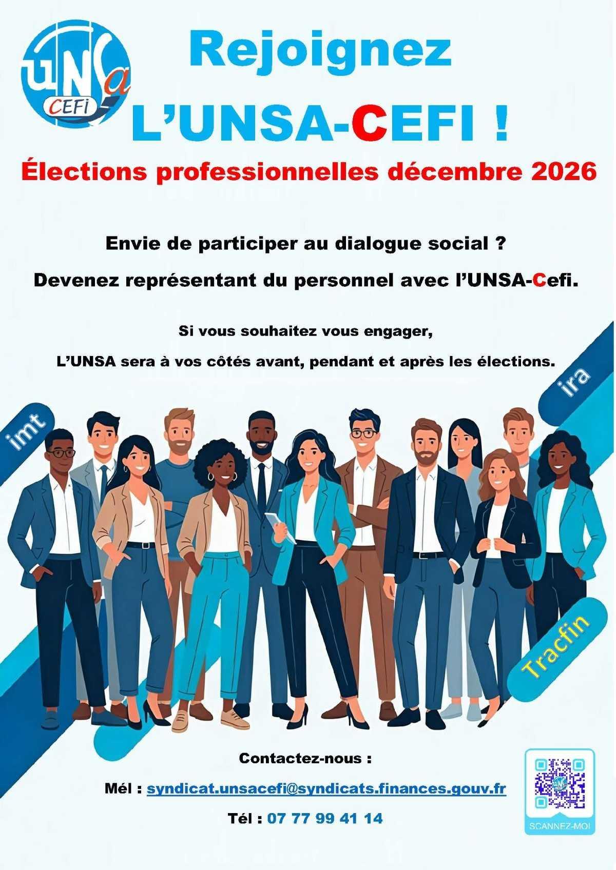 Rejoignez l’UNSA-Cefi aux prochaines élections professionnelles de 2026 !