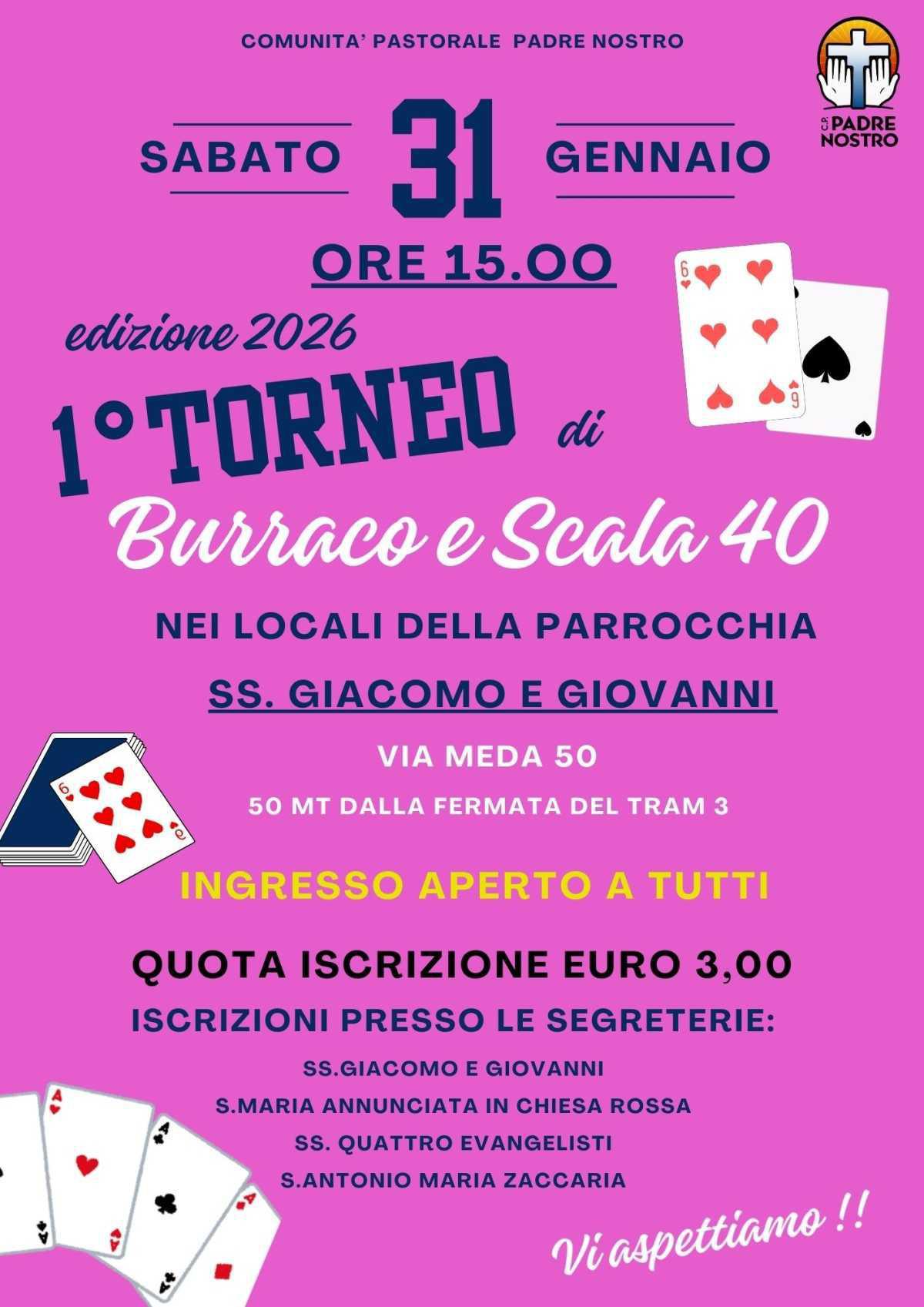Torneo di Burraco e Scala 40 Torneo di Burraco e Scala 40