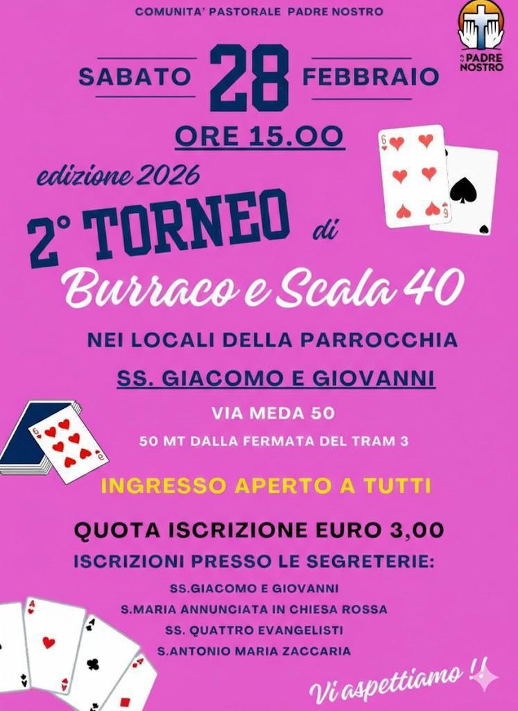 Torneo di Burraco e Scala 40 ai SS. Giacomo e Giovanni