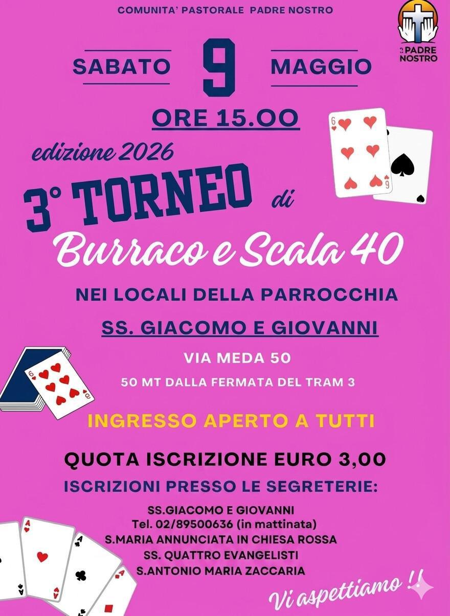 3° Torneo di Burraco ai SS. Giacomo e Giovanni (9 maggio)