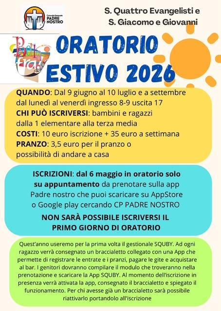 Info dettagliate Oratorio Estivo 2026