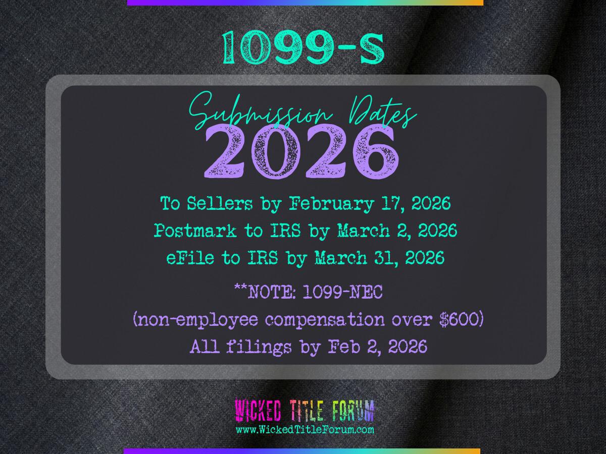 Annual Filing Deadlines of 1099-S Forms 2026 Annual Filing Deadlines of 1099-S Forms 2026