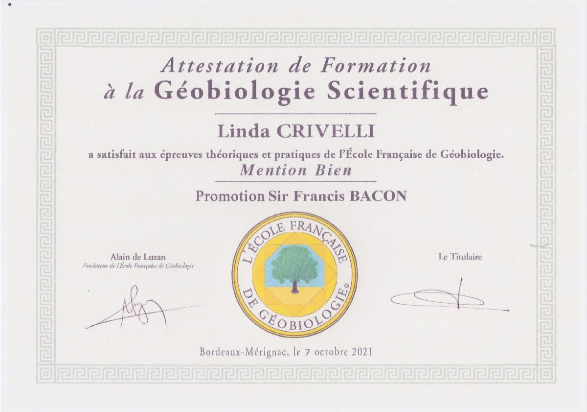 Géobiologue scientifique certifiée