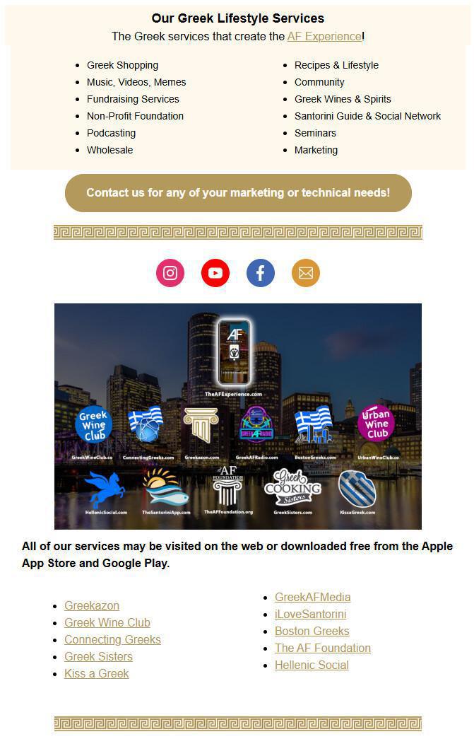 "A Piece of Greece" Newsletter Sample