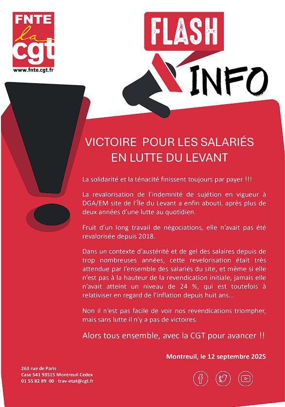 Victoire pour les salariés en lutte du Levant - Flash Info du 12/09/2025