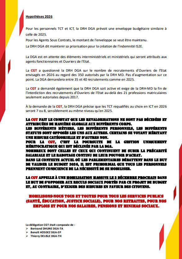 Mesures catégorielles DGA compte rendu de la multilatérale du 04 novembre 2025.