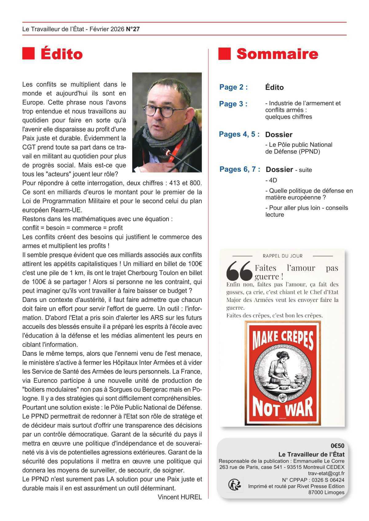 Le Travailleur de l'Etat n°27 - Février 2026