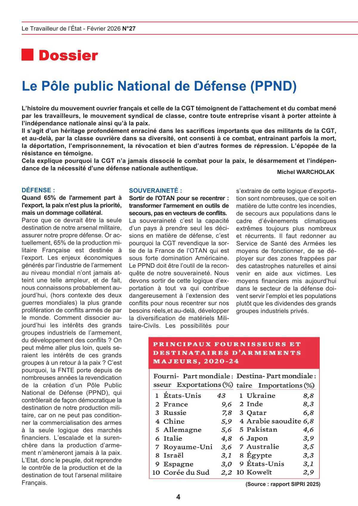 Le Travailleur de l'Etat n°27 - Février 2026