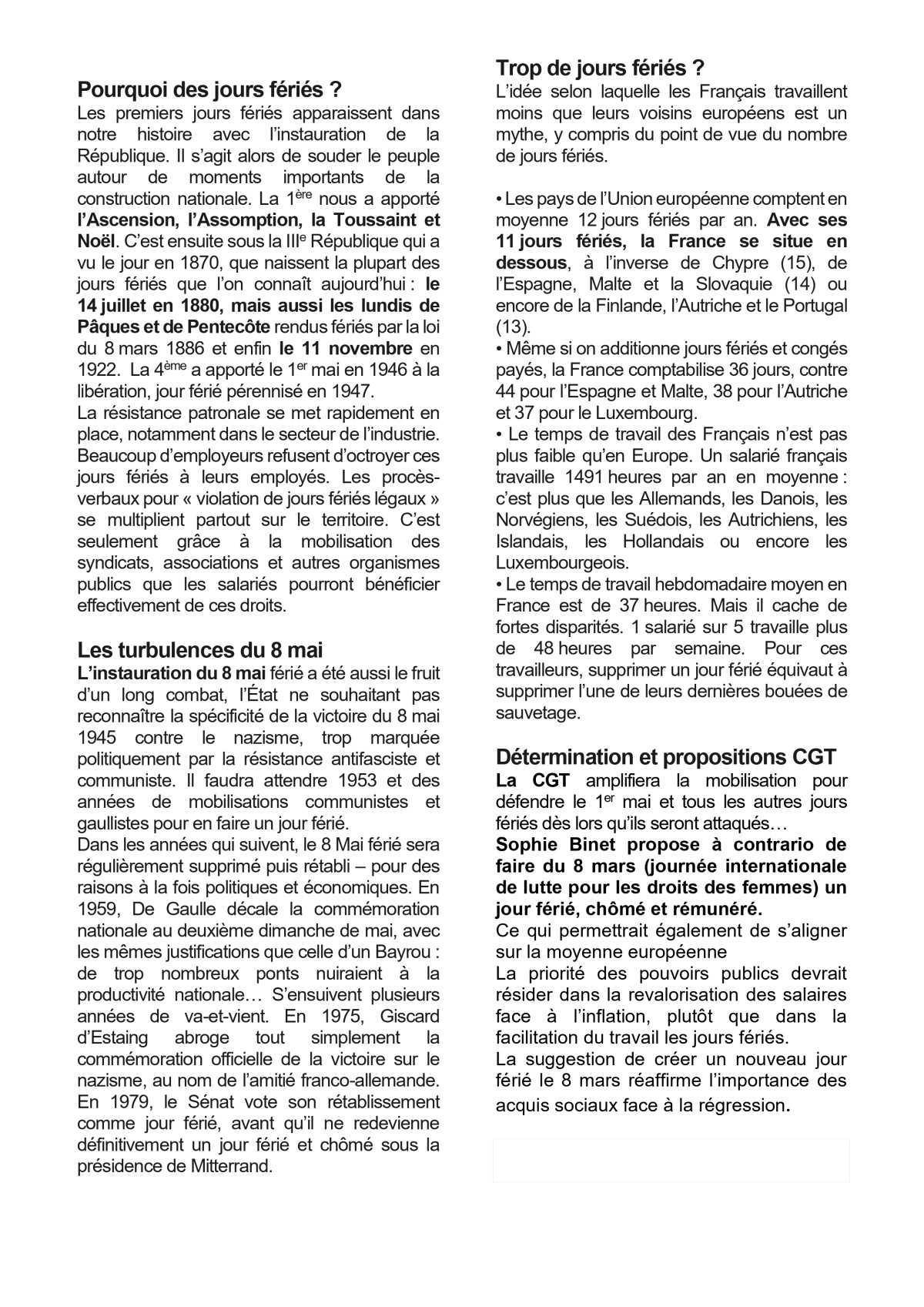 UFR : Mai 2026 _ Jours fériés…Attention, danger