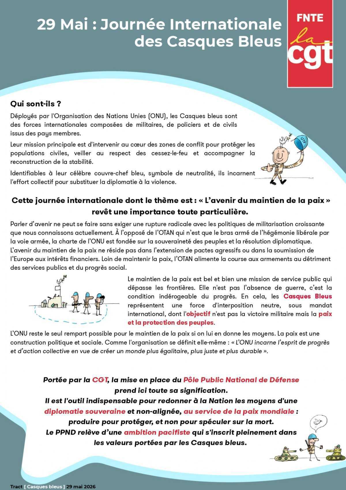 29 Mai : Journée Internationale des casques bleus