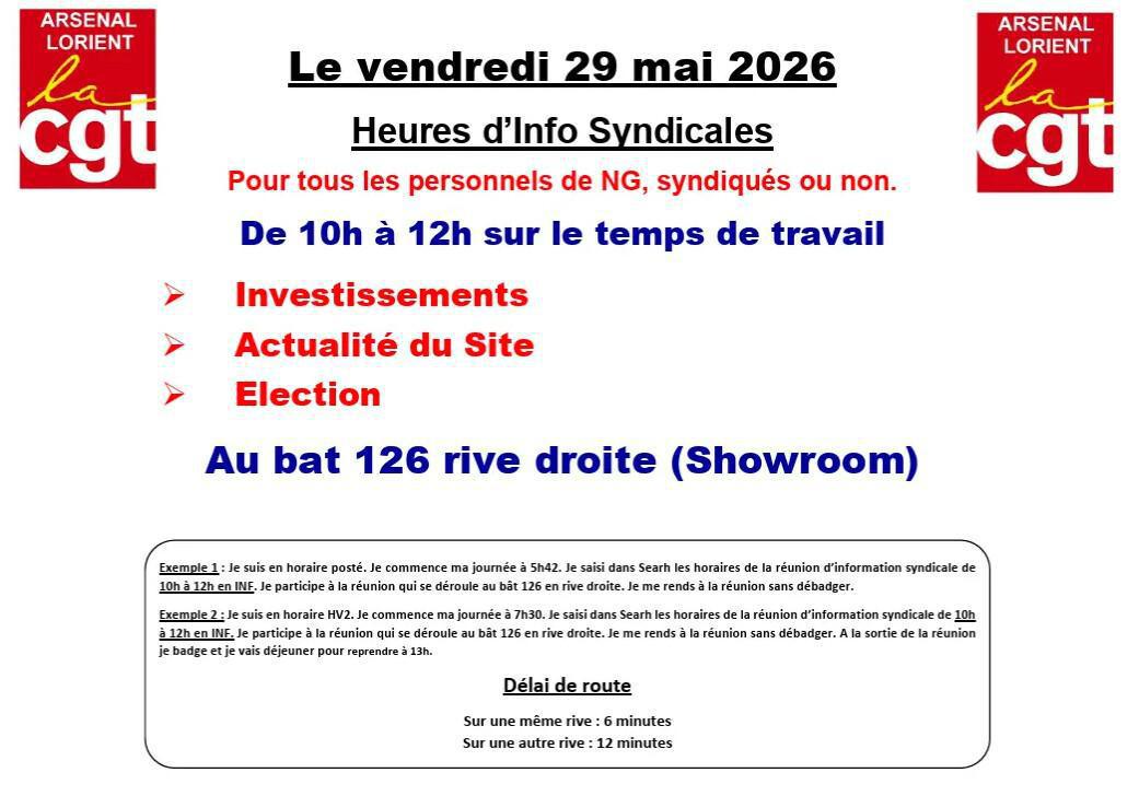 Arsenal de Lorient : Heures d'Info Syndicales