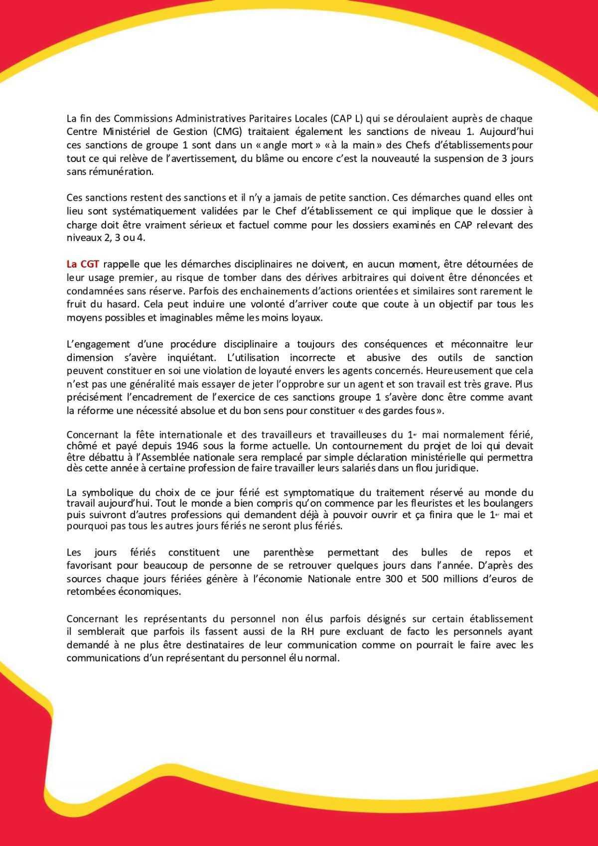 CAP C : Déclaration Liminaire et Compte-Rendu du mois d'avril 2026