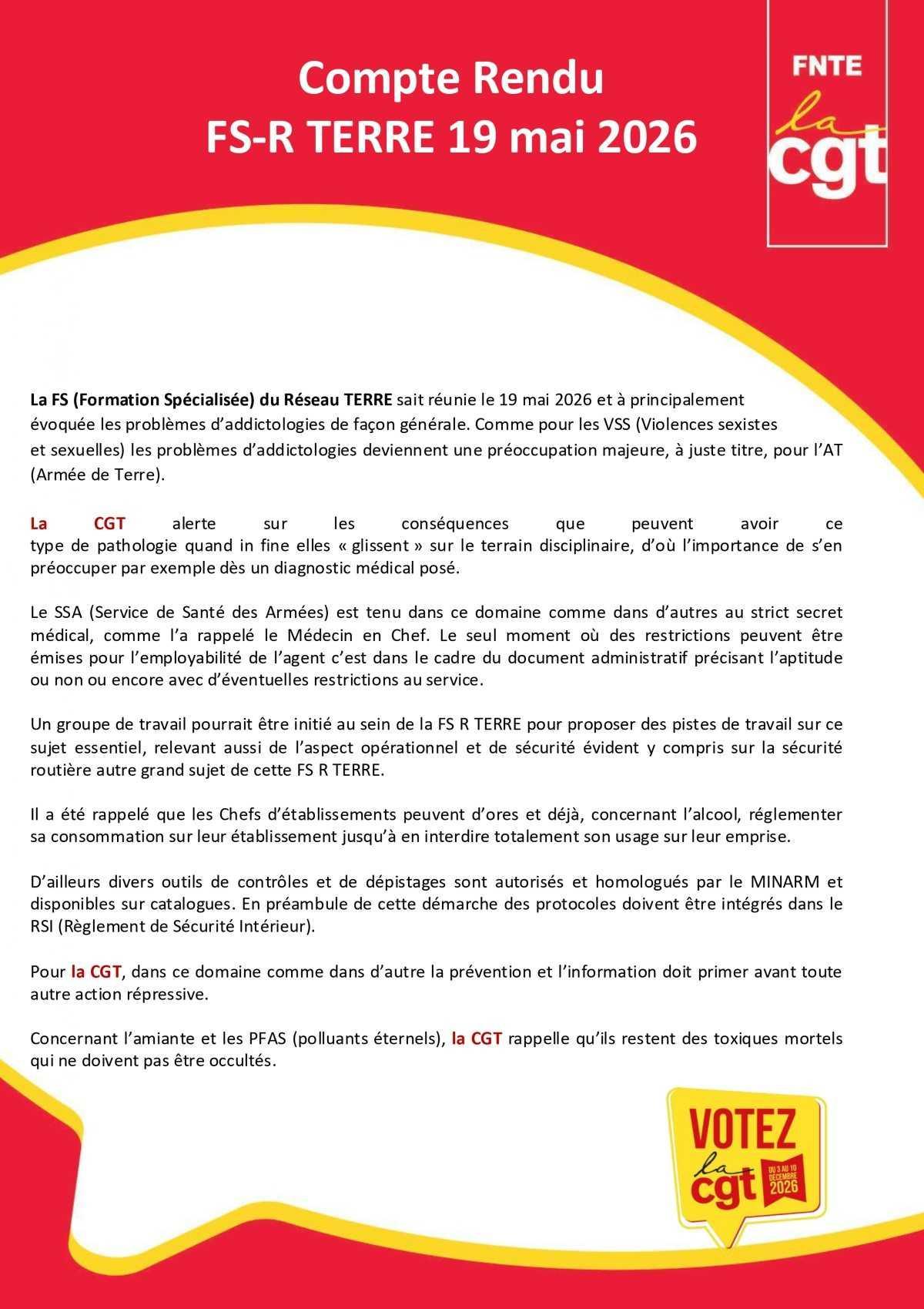 Terre : Compte rendu FS-R du 19 mai 2026