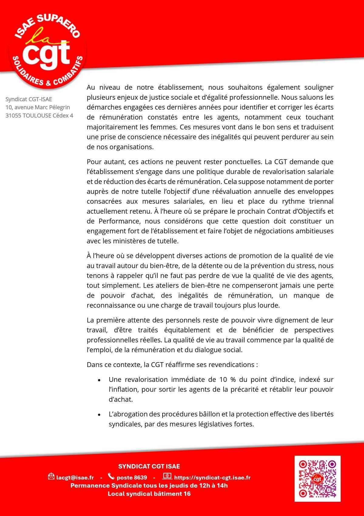 ISAE : Déclaration liminaire au CSA du 09 juin 2026