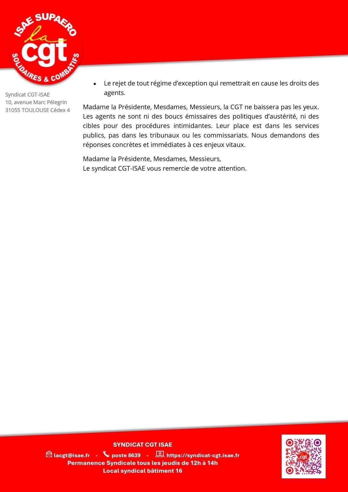 ISAE : Déclaration liminaire au CSA du 09 juin 2026